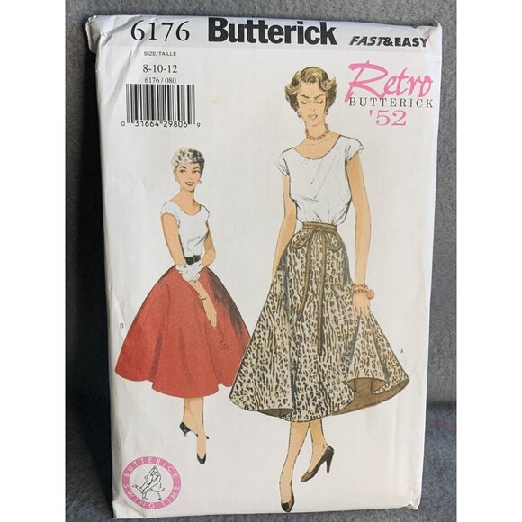Butterick Misses Top Skirt Retro 50's Sewing Pattern Sz 8-12 6176 - Uncut - Picture 4 of 4